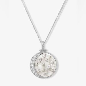 Melinda Maria Sweet Dreams Pearl Medallion Silver Necklace White Diamondettes